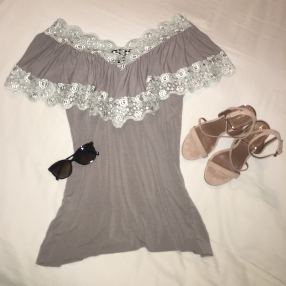 Off-the-Shoulder Embroidered Boho Top